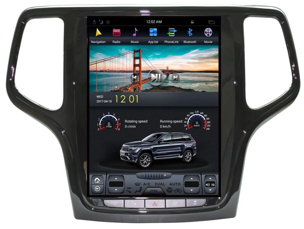 Магнитола Tesla для Jeep Grand Cherokee 2013+ черная на Android 9.0 Carmedia ZF-1217B-DSP