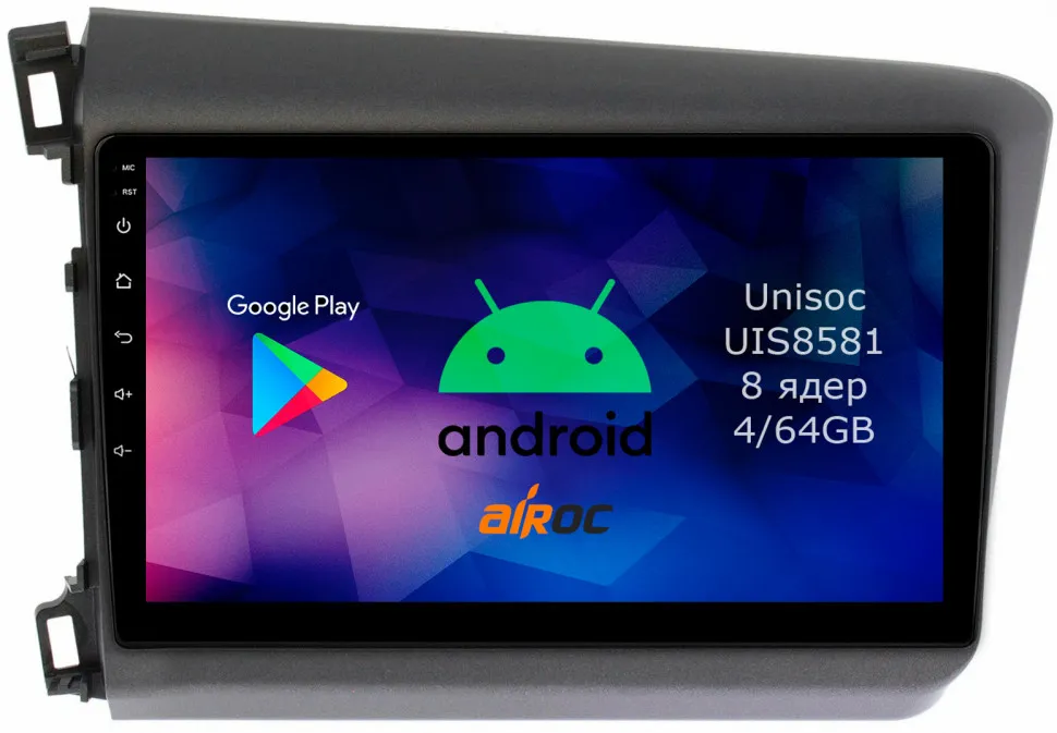 Штатная магнитола для Honda Civic 9 4D, 2011-2015 на Android 14 - Airoc RMN-1921