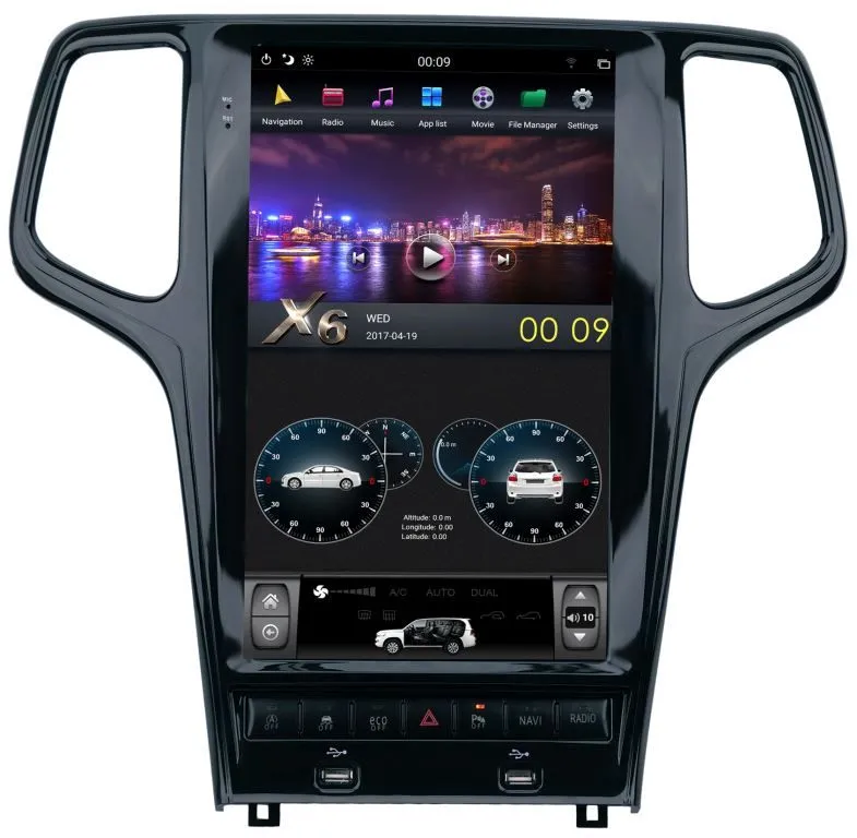 Магнитола Tesla для Jeep Grand Cherokee 2013+ черная на Android 9.0 Carmedia ZF-1823B-DSP