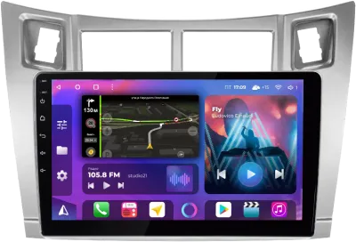 Штатная магнитола для Toyota Yaris, Platz 2005-2012, Vitz 2005-2011 на Android 13, QLED/2K, 4G - FarCar S500 Plus (3022M серебро)