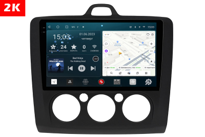 Автомагнитола штатная с 2K экраном RedPower 71137B Slim на Android 10 для Ford Focus 2-поколение с кондиционером (08.2004-06.2011)