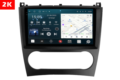 Автомагнитола штатная с 2K экраном RedPower 71369 Slim на Android 10 для Mercedes-Benz C-Class 2-поколение, рестайлинг W203 (03.2004-02.2007)