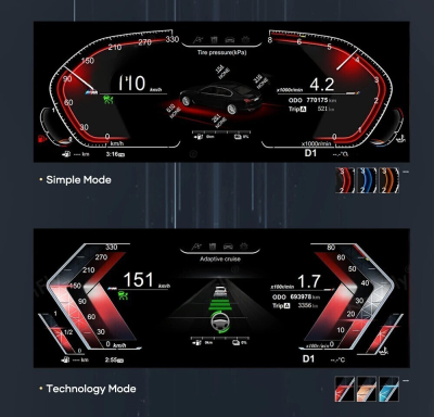 Цифровая панель приборов для BMW F10/F18/F02/F25/F15/F16 (F кузов) 5/6/7 серия и X3/X4/X5/X6 - Carmedia NH-LCD-B01