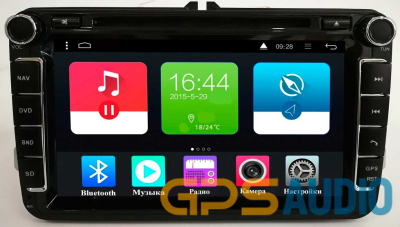 Головное устройство 8 дюймов Volkswagen, Skoda на Android 7.1 CARMEDIA TP-VW002 красная подсветка