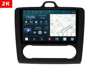 Автомагнитола штатная с 2K экраном RedPower 71136B Slim на Android 10 для Ford Focus 2-поколение с климат-контролем (08.2004-06.2011)