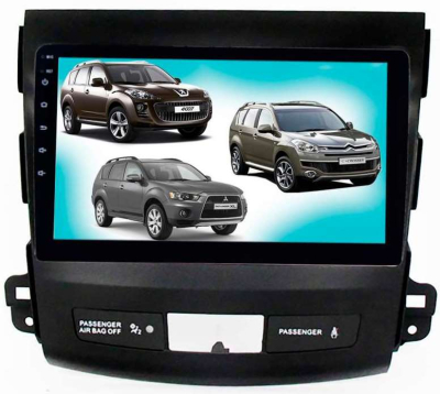 Штатная магнитола для Mitsubishi Outlander,Peugeot 4007 LeTrun 1944-3150 9 дюймов (крутилки) NS 2+16 Gb MTK-L Android 10.x DSP ++