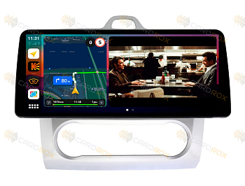 Штатная магнитола Ford Focus II 2005-2011 рамка под климат (серебро) на Android 10, DSP, 4G, IPS, Carplay - Cardrox CD-4081-12 (12 дюймов)