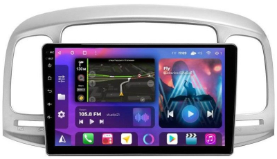 Штатная магнитола для Hyundai Accent 2006-2011, Verna 2005-2010 на Android 13, QLED/2K, 4G - FarCar S500 Plus (3009M серебро)