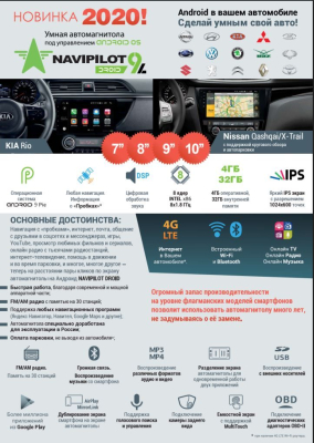 Штатное головное устройство Nissan X-Trail, Qashqai (2014+) 10 дюймов на Android 9.0 NaviPilot DROID7L NPD9L-WR-N5665/L5665-10
