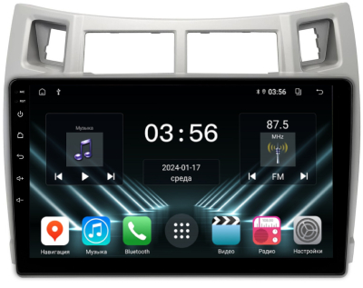 Штатная магнитола для Toyota Yaris, Platz 2005-2012, Vitz 2005-2011 на Android 13 - FarCar (D/DX3022M серебро)