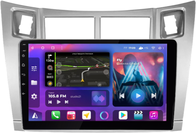 Штатная магнитола для Toyota Yaris, Platz 2005-2012, Vitz 2005-2011 на Android 13, QLED/2K, 4G - FarCar S500 Plus (3022M серебро)