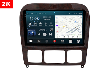 Автомагнитола штатная с 2K экраном RedPower 71350T Slim на Android 10 для Mercedes-Benz S-Class 1998-2005 (под дерево)