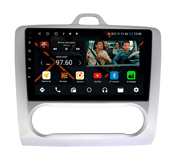 Штатная магнитола Ford Focus II 2005-2011 рамка под климат (серебро) на Android 11 - Cardrox CD-4081M