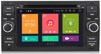 Штатное головное устройство Ford: Focus 2 2005-2007, Transit 2006-2015, C-Max 2003-2010, Fusion 2005-2012 (230х120мм) черный на Android 10 Carmedia MKD-F745B-P4N