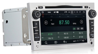 Штатное головное устройство OPEL Astra H, Vectra С, Corsa D, Antara, Vivaro, Meriva, Zafira (серебро) на Android 10 Carmedia MKD-7408s-P6