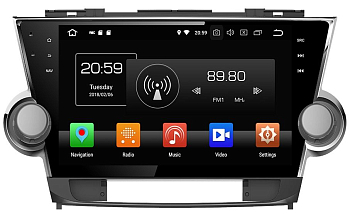Штатная автомагнитола Android 9.0 Carmedia KD-1037-P5 для Toyota Highlander 2007-2013 U40