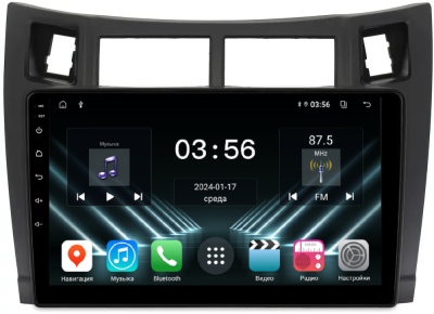 Штатная магнитола для Toyota Yaris, Platz 2005-2012, Vitz 2005-2011 на Android 13 - FarCar (D/DX3022M черная)