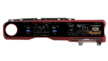 Магнитола + приборная панель для Jeep Wrangler 2018-2021 (красный) на Android 12 - Carmedia ZH-J1301R