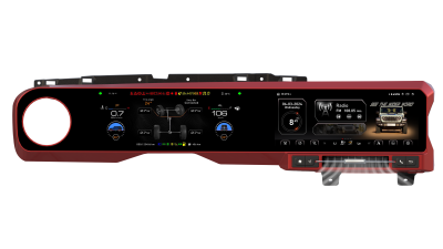 Магнитола + приборная панель для Jeep Wrangler 2018-2021 (красный) на Android 12 - Carmedia ZH-J1301R