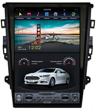 Магнитола Tesla для Ford Mondeo 5 2015+ кондиционер Carmedia ZF-1201-m Android 8.1 TESLA