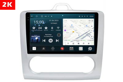 Автомагнитола штатная с 2K экраном Redpower 75136S на Android 10 для Ford Focus 2-поколение с климат-контролем (08.2004-06.2011) серая