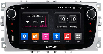 Штатная магнитола Ownice G60 S7282V-S для Ford Focus 2, Mondeo (Android 8.1) Серебро