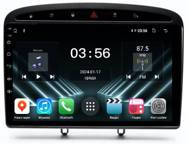 Штатная магнитола для Peugeot 308, 408 2010-2012 на Android 13 - FarCar (D/DX083M Graphite)