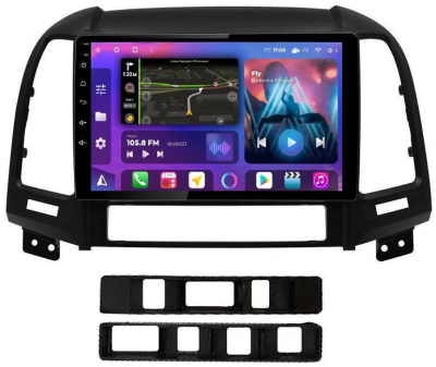 Штатная магнитола для Hyundai Santa Fe 2006-2012 на Android 13, QLED/2K, 4G - FarCar S500 Plus (008M черная)