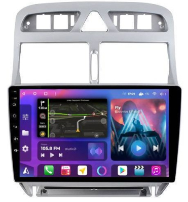 Штатная магнитола для Peugeot 307 2001-2008 на Android 13, QLED/2K, 4G - FarCar S500 Plus (017M Silver)